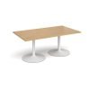 Trumpet base rectangular boardroom table 1800mm x 1000mm white base oak top - TB18-WH-O