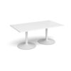 Trumpet base rectangular boardroom table 1800mm x 1000mm white base white top - TB18-WH-WH