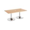 Trumpet base rectangular boardroom table 1800mm x 1000mm with central cutout 272mm x 132mm chrome base beech top - TB18-CO-C-B