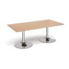 Trumpet base rectangular boardroom table 2000mm x 1000mm chrome base beech top - TB20-C-B