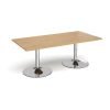 Trumpet base rectangular boardroom table 2000mm x 1000mm chrome base oak top - TB20-C-O