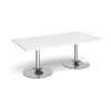Trumpet base rectangular boardroom table 2000mm x 1000mm chrome base white top - TB20-C-WH