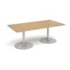 Trumpet base rectangular boardroom table 2000mm x 1000mm silver base oak top - TB20-S-O