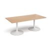 Trumpet base rectangular boardroom table 2000mm x 1000mm white base beech top - TB20-WH-B