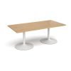 Trumpet base rectangular boardroom table 2000mm x 1000mm white base oak top - TB20-WH-O