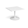 Trumpet base square extension table 1000mm x 1000mm white base white top - TB10-WH-WH