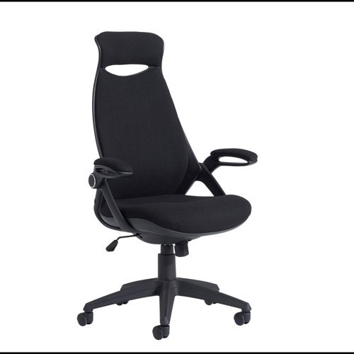 Tuscan high back fabric managers chair with head support black - TUS300T1-K