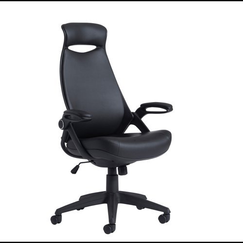 Tuscan high back managers chair with head support black faux leather - TUS300T1-BLK