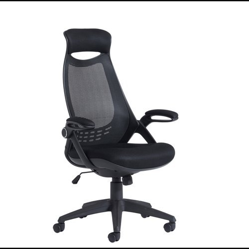 Tuscan mesh high back chair with head support black - TUS300T1