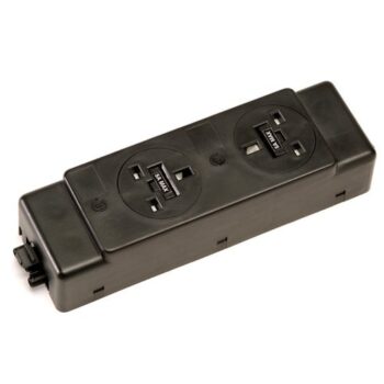 Under desk power bar 2 x UK sockets black - PMK205-E