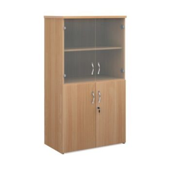 Universal combination unit with glass upper doors 1440mm high with 3 shelves beech - R1440COMB