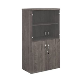 Universal combination unit with glass upper doors 1440mm high with 3 shelves grey oak - R1440COMGO