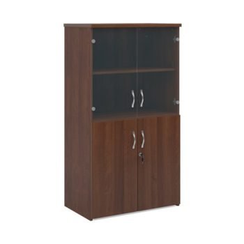 Universal combination unit with glass upper doors 1440mm high with 3 shelves walnut - R1440COMW