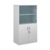 Universal combination unit with glass upper doors 1440mm high with 3 shelves white - R1440COMD-WH