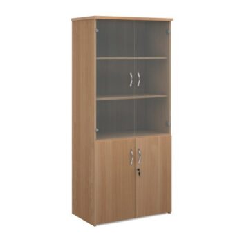 Universal combination unit with glass upper doors 1790mm high with 4 shelves beech - R1790COMB