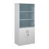 Universal combination unit with glass upper doors 1790mm high with 4 shelves white - R1790COMWH