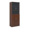 Universal combination unit with glass upper doors 2140mm high with 5 shelves walnut - R2140COMW