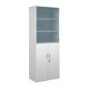 Universal combination unit with glass upper doors 2140mm high with 5 shelves white - R2140COMD-WH