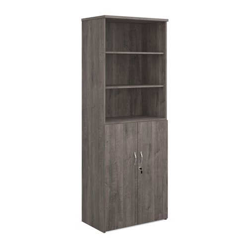 Universal combination unit with open top 2140mm high with 5 shelves grey oak - R2140OPGO