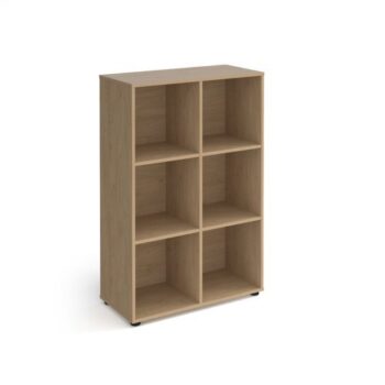 Universal cube storage unit 1295mm high with 6 open boxes and glides oak - UCS3-2-KO