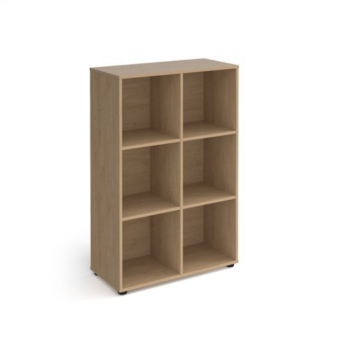 Universal cube storage unit 1295mm high with 6 open boxes and glides oak - UCS3-2-KO