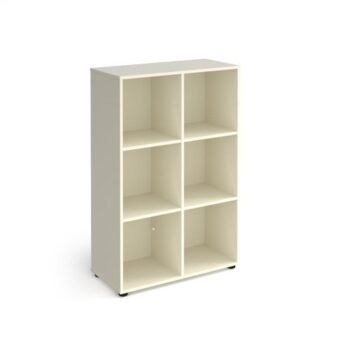 Universal cube storage unit 1295mm high with 6 open boxes and glides white - UCS3-2-WH