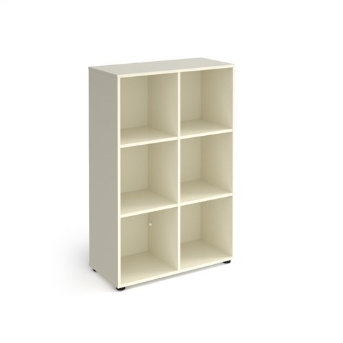 Universal cube storage unit 1295mm high with 6 open boxes and glides white - UCS3-2-WH