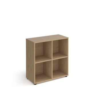 Universal cube storage unit 875mm high with 4 open boxes and glides oak - UCS2-2-KO