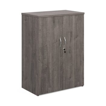 Universal double door cupboard 1090mm high with 2 shelves grey oak - R1090DGO