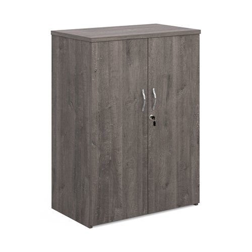 Universal double door cupboard 1090mm high with 2 shelves grey oak - R1090DGO
