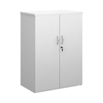 Universal double door cupboard 1090mm high with 2 shelves white - R1090DWH