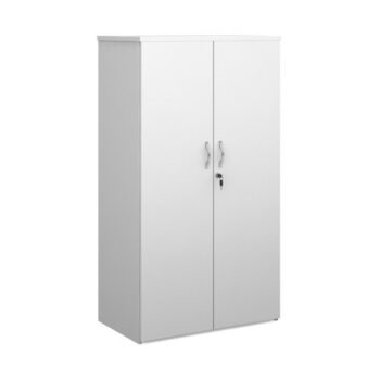 Universal double door cupboard 1440mm high with 3 shelves white - R1440DWH