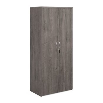 Universal double door cupboard 1790mm high with 4 shelves grey oak - R1790DGO