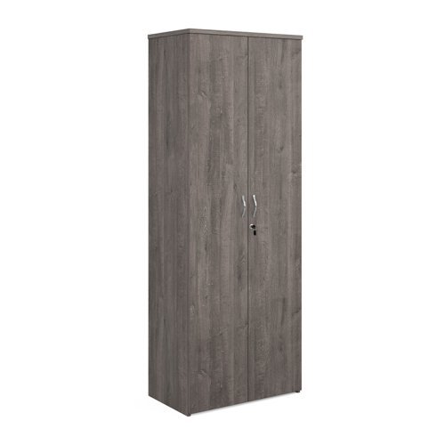 Universal double door cupboard 2140mm high with 5 shelves grey oak - R2140DGO