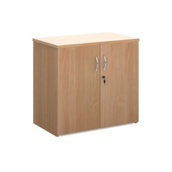 Universal double door cupboard 740mm high with 1 shelf beech - R740DB