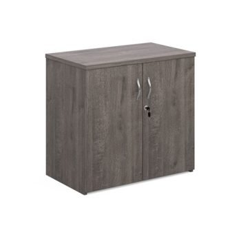 Universal double door cupboard 740mm high with 1 shelf grey oak - R740DGO