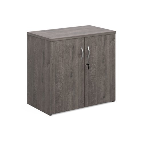 Universal double door cupboard 740mm high with 1 shelf grey oak - R740DGO