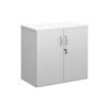 Universal double door cupboard 740mm high with 1 shelf white - R740DWH
