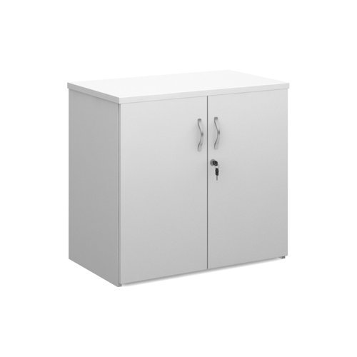 Universal double door cupboard 740mm high with 1 shelf white - R740DWH