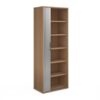Universal single door tambour cupboard 2140mm high with 5 shelves beech with silver door - R2140TCB