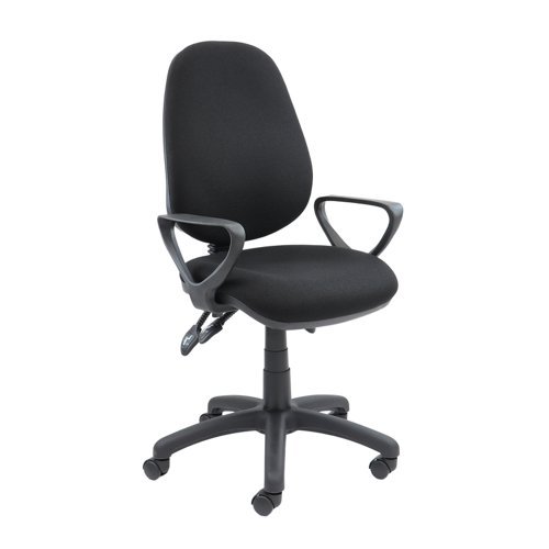 Vantage 200 3 lever asynchro operators chair with fixed arms black - V201-00-K