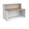 Welcome reception desk 1462mm wide white with beech tops - WRD14-B