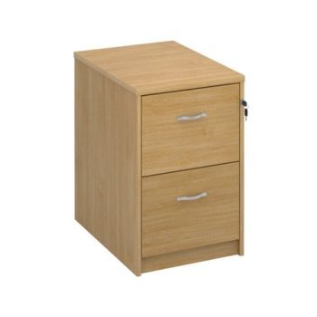 Wooden 2 drawer filing cabinet with silver handles 730mm high oak - LF2O