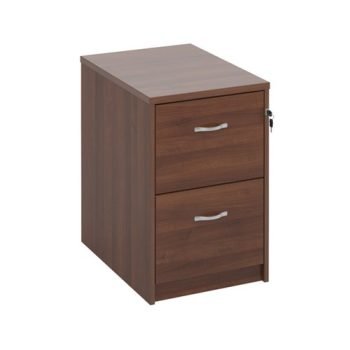 Wooden 2 drawer filing cabinet with silver handles 730mm high walnut - LF2W