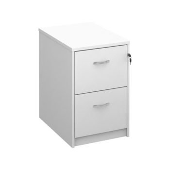 Wooden 2 drawer filing cabinet with silver handles 730mm high white - LF2WH