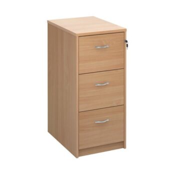 Wooden 3 drawer filing cabinet with silver handles 1045mm high beech - LF3B