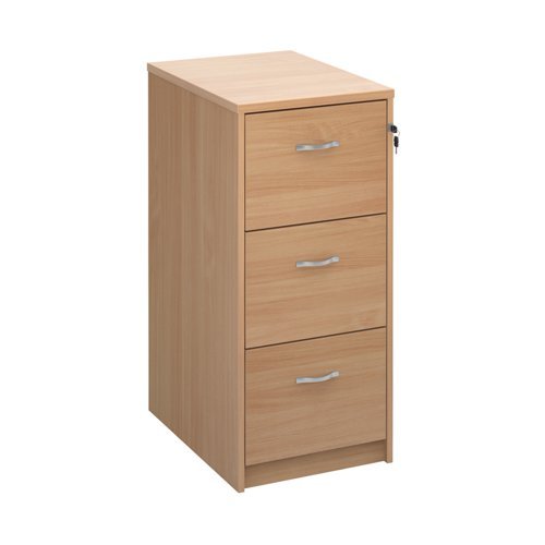 Wooden 3 drawer filing cabinet with silver handles 1045mm high beech - LF3B