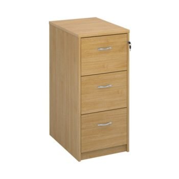 Wooden 3 drawer filing cabinet with silver handles 1045mm high oak - LF3O