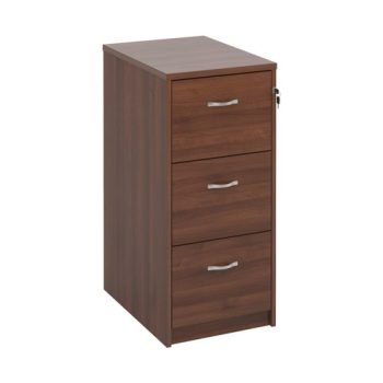 Wooden 3 drawer filing cabinet with silver handles 1045mm high walnut - LF3W