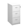 Wooden 3 drawer filing cabinet with silver handles 1045mm high white - LF3WH
